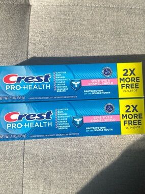LOT 2 x Crest Pro-Health Fluoride Toothpaste Sensitive & Enamel Shield 2.6 oz Ea